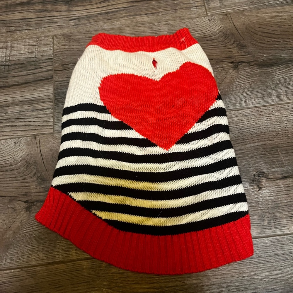 valentines striped heart dog sweater